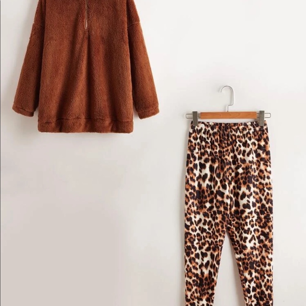 Two-piece outfit Casual Leopard Zipper